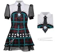 Kolegrial Frankie Stein Costume Donna Cosplay Elf High School Frankie Stein Uniforme Set Gotico Stampa Vestito e Catena da Cintura per Carnevale Halloween Festa Mascherata Fancy Performance Costume