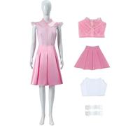 Kolegrial Glinda Costume Donna Cosplay Wicked Fata Glinda Rosa Elegante Lady Uniforme Set Top Fodera Gonna e Cinghie per Carnevale Halloween Festa Compleanno Mascherata Teatro Performance Costume
