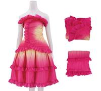 Kolegrial Glinda Costume Donna Cosplay Wicked Fata Glinda Rose Floreale Vestito da Sera Set Top e Gonna per Natale Carnevale Halloween Festa Compleanno Mascherata Teatro Performance Abito da Ballo