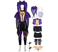 Kolegrial Jester Clown Costume Adulto Cosplay Game Clown Lusso Completo Uniforme Set con Cappello Maschera Copricapo per Carnevale Halloween Festa Mascherata Fancy Gioco di Ruolo Costume, Viola