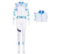 Kolegrial Kim Costume Donna Cosplay Anime Kim Possible Bianco Manica Lunga Stampe Body per Carnevale Halloween Festa Compleanno Mascherata Teatro Performance Fancy Costume