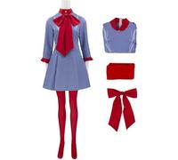 Kolegrial Lady Costume Donna Cosplay Die with A Smile Gaga Vintage Vestito con Papillon Calzini Set per Carnevale Halloween Festa Mascherata Costume