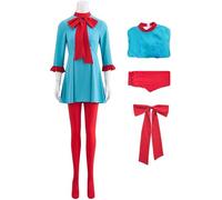 Kolegrial Lady Costume Donna Cosplay Die with A Smile Gaga Vintage Vestito e Papillon Collant Set per Carnevale Halloween Festa Mascherata Costume