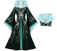 Kolegrial Madame Morrible Costume Donna Cosplay Wicked 2 Strega Madame Morrible Verde Scuro Vintage Stampe Vestito per Carnevale Halloween Festa Compleanno Mascherata Teatro Performance Costume