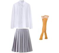 Kolegrial Mago Costume Donna Cosplay Mago Uniforme Scolastica Camicetta Gonna Calze JK Set 3 Pezzi per Natale Carnevale Halloween Festa Compleanno Mascherata Mago Costume, Nero/Blu/Verde/Rosso/Giallo