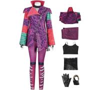 Kolegrial Mal Costume Donna Cosplay Discendenti 3 Mal Uniforme Set Giacca e Top Canotta Pantaloni Guanti per Carnevale Halloween Festa Mascherata Gioco di Ruolo Costume