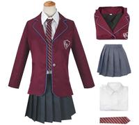 Kolegrial Matilda Costume Donna Cosplay Matilda The Musical Uniforme Scolastica Set Giacca Camicia Gonna Cravatta per Carnevale Halloween Festa Mascherata Teatro Performance Fancy Costume, Rosso