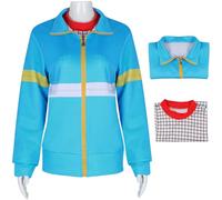Kolegrial Max Costume Donna Cosplay Stranger 4 Max Mayfield Uniforme Blu Manica lunga Zip Giacca con Top e Pantaloni per Carnevale Halloween Festa Mascherata Costume, Grande S-3XL