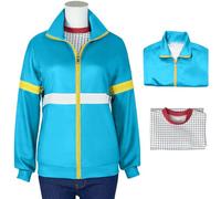 Kolegrial Max Costume Donna Cosplay Stranger 4 Max Mayfield Uniforme Blu Manica lunga Zip Giacca con Top e Pantaloni per Carnevale Halloween Festa Mascherata Costume, Grande 3XS-5XL