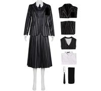 Kolegrial mercoledì Costume Donna Cosplay Nevermore Academy Strisce Uniforme Scolastica Set Giacca Gilet Camicia Gonna Cravatta Calze per Carnevale Halloween Festa Compleanno Mascherata Costume