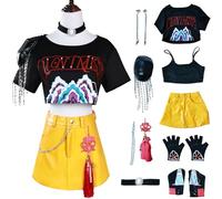 Kolegrial Mira Costume Donna Cosplay Demon Hunter Mira Deluxe Completo Uniforme Top e Canotta Gonna con Accessori Set per Carnevale Halloween Festa Mascherata Costume