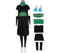 Kolegrial Pesca Costume con Precchini Donna Cosplay Principessa Showtime Ninja Uniforme Set Top Pantaloni Sciarpa Cintura Guanti per Carnevale Halloween Festa Mascherata Fancy Gioco di Ruolo Costume