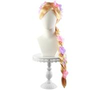 Kolegrial Principessa Cosplay Parrucca Donna e Bambina Lungo Coda di Cavallo Parrucca con Fiore Fancy Dress Up Halloween Carnevale Festa Mascherata Principessa Costume Accessori Wig