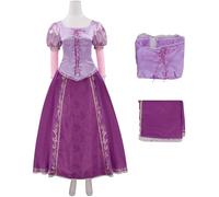 Kolegrial Raperonzolo Costume Donna Cosplay Rapunzel Vintage Elegante Allacciatura Vestito da Sera Viola Top Gonna e Corona per Natale Carnevale Halloween Festa Compleanno Mascherata Abito da Ballo