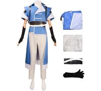 Kolegrial Richter Costume Uomo Cosplay Demone Castello Cacciatore di Vampiri Richter Belmont Uniforme Set Top Pantaloni Guanti Cintura per Carnevale Halloween Festa Mascherata Fancy Costume, Blu