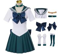 Kolegrial Sailor Neptune Costume Donna Cosplay Anime Sailor Neptune KaiOu Michiru Trasformazione Uniforme con Accessori Set 7 Pezzi per Carnevale Halloween Festa Compleanno Mascherata Costume