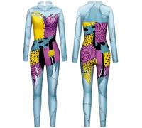 Kolegrial Sally Costume Donna Cosplay Christmas Eve Sally Gotico Manica Lunga Stampa Tute per Fancy Dress Up Carnevale Halloween Festa Mascherata Costume