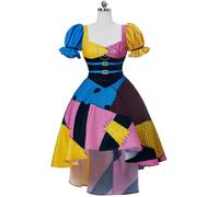 Kolegrial Sally Costume Donna Cosplay Christmas Eve Sally Gotico Stampa Lungo Vestito per Fancy Dress Up Carnevale Halloween Festa Mascherata Abito da Ballo