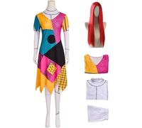 Kolegrial Sally Costume Donna Cosplay Christmas Eve Sally Gotico Stampa Vestito Top Pantaloni e Parrucca per Fancy Dress Up Carnevale Halloween Festa Mascherata Abito da Ballo