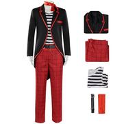 Kolegrial Stanley Costume Uomo Cosplay Maskman Jim Stanley Vintage Smoking Uniforme Set Giacca e Camicia Pantaloni Sciarpa Cintura per Carnevale Halloween Festa Compleanno Mascherata Costume