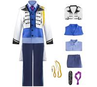 Kolegrial Uomo Hans Costume Cosplay Regina delle Nevi Principe Hans Smoking Set Giacca Gilet Top Pantaloni Papillon Cintura Nastro per Halloween Carnevale Festa Compleanno Mascherata Costume, Bianco