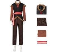Kolegrial Uomo Kristoff Costume Cosplay Regina delle Nevi Kristoff 4 Pezzi Set Gilet Top Pantaloni Cintura per Fancy Dress Up Halloween Natale Carnevale Festa Compleanno Mascherata Costume