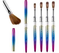 Kolinsky - Set di 4 pennelli per unghie in acrilico, setole per capelli, manico rotondo, pennelli acrilici per applicazione acrilica, pennello per nail art, strumento per manicure, dimensioni 6, 8, 10