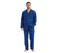 kolipajam Pigiama da uomo in 100% flanella di cotone tinto in filato a quadri, comodi pantaloni pigiama con tasche e coulisse in vita, pigiama invernale da uomo, Motivo a quadri blu da uomo 3, XL