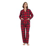 kolipajam Set da donna in flanella di cotone 100% tinto nel filo - Comodo pigiama a maniche lunghe per l'inverno, L