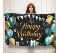Koliphy Striscione con scritta "Happy Birthday", poster decorativo per feste di compleanno, per uomini e donne (oro verde)