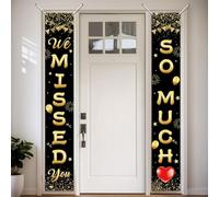 Koliphy Striscione per porta con scritta "We Missed You So Much", decorazione per la casa, per il ritorno a scuola, per il ritorno di famiglia, decorazione per feste di famiglia (oro nero)