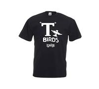 KOLITY Grease - T-Birds Logo Danny Zuko Rydell High Grease Is The Word 50s T-Shirt Black M