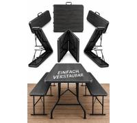 Koll Living Nomad - Set di 3 panche da birra pieghevoli, tavolo da birra, 2 panche, in plastica, resistente ai raggi UV e alle intemperie