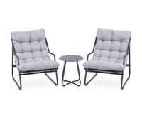 Koll Living Set da bistrò Lara per esterni, moderno set di mobili da giardino con 2 poltrone e tavolo, resistente alle intemperie, ai raggi UV, impermeabile (grigio)