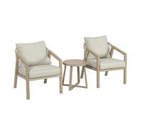 Koll Living Set lounge Amber, set da esterni con divano da giardino, poltrone da giardino e tavolo, in acciaio effetto legno, non richiede manutenzione, resistente ai raggi UV e alle intemperie (3