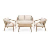 Koll Living Set lounge Amber, set di mobili da esterni con divano da giardino, sedie da giardino e tavolo, struttura in acciaio effetto legno, resistente alle intemperie e ai raggi UV, mix & match