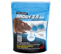 Kollant Brody 2.5 Paste Blu - 150g. Veleno per Topi Professionale in Bustine di Pasta Fresca a Base di Brodifacoum. Esche per Topi ad Uso Interno ed Esterno. Aroma Latte.