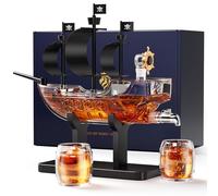 Kollea Idee regalo di compleanno per papà e uomini, decanter per whisky con barca pirata, set di 2 bicchieri, distributore di liquori per il bar di casa, idee regalo divertenti per lui, fidanzato