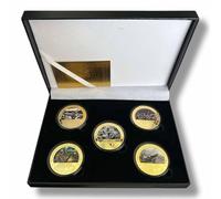 Kollections4you Guerra Mondiale 2 The Battle of Guadalcanal x5 Placcato Oro Double Sided Commemorativa Monete in Scatola Espositore - WW2 Seconda