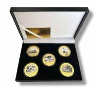 Kollections4you Guerra Mondiale 2 The Battle of Iwo Jima x5 Placcato Oro Double Sided Commemorativa Monete in Scatola Espositore - WW2 Seconda