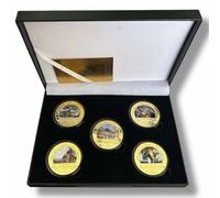 Kollections4you Guerra Mondiale 2 The Battle of Midway x5 Placcato Oro Double Sided Commemorativa Monete in Scatola Espositore - WW2 Seconda