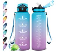 KollyKolla Borraccia 1.5L, Bottiglia Acqua con Cannuccia, a Prova di Perdite, Borraccia Palestra, Borraccia Motivazionale, Borracce per Adulto, Bambini, Sport, Scuola, Ciclismo, Gym