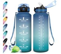 KollyKolla Borraccia 1.5L, Bottiglia Acqua con Cannuccia, a Prova di Perdite, Borraccia Palestra, Borraccia Motivazionale, Borracce per Adulto, Bambini, Sport, Scuola, Ciclismo, Gym