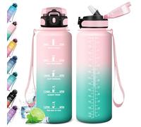 KollyKolla Borraccia 1.5L, Bottiglia Acqua con Cannuccia, a Prova di Perdite, Bottiglia Palestra, Borraccia Motivazionale, Borracce per Adulto, Bambini, Sport, Scuola, Ciclismo, Gym