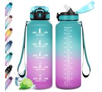 KollyKolla Borraccia 1.5L, Bottiglia Acqua con Cannuccia, a Prova di Perdite, Bottiglia Palestra, Borraccia Motivazionale, Borracce per Adulto, Bambini, Sport, Scuola, Ciclismo, Gym