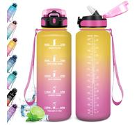 KollyKolla Borraccia 1.5L, Bottiglia Acqua con Cannuccia, a Prova di Perdite, Bottiglia Palestra, Borraccia Motivazionale, Borracce per Adulto, Bambini, Sport, Scuola, Ciclismo, Gym