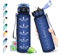 KollyKolla Borraccia 1L, Bottiglia con Cannuccia, Riutilizzabile, senza BPA, Borraccia con Indicatore del Tempo Motivazionale, A Prova di Perdite, Bottiglia ideale per Fitness, Scuola, Ufficio