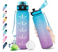 KollyKolla Borraccia 1L Motivazionale, Borraccia con Orari per Bere, senza BPA, Borraccia Sportiva a Prova di Perdite, Bottiglia Acqua 1 Litro per Adulto, Bambini, Palestra, Lavoro, Bici, Gym