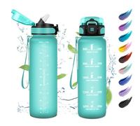 KollyKolla Borraccia 1L,Motivazionale con Cannuccia, Borraccia a Prova di Perdite, Facile da Aprire, Bottiglia Acqua Sportiva con Indicatore del Tempo,per Adulto, Fitness, Ciclismo