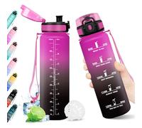 KollyKolla Borraccia 1L, Riutilizzabile, Bottiglia con Filtro, Borraccia con Indicatore del Tempo Motivazionale senza BPA, A Prova di Perdite, ideale per Adulti, Bambini, Scuola, Ufficio